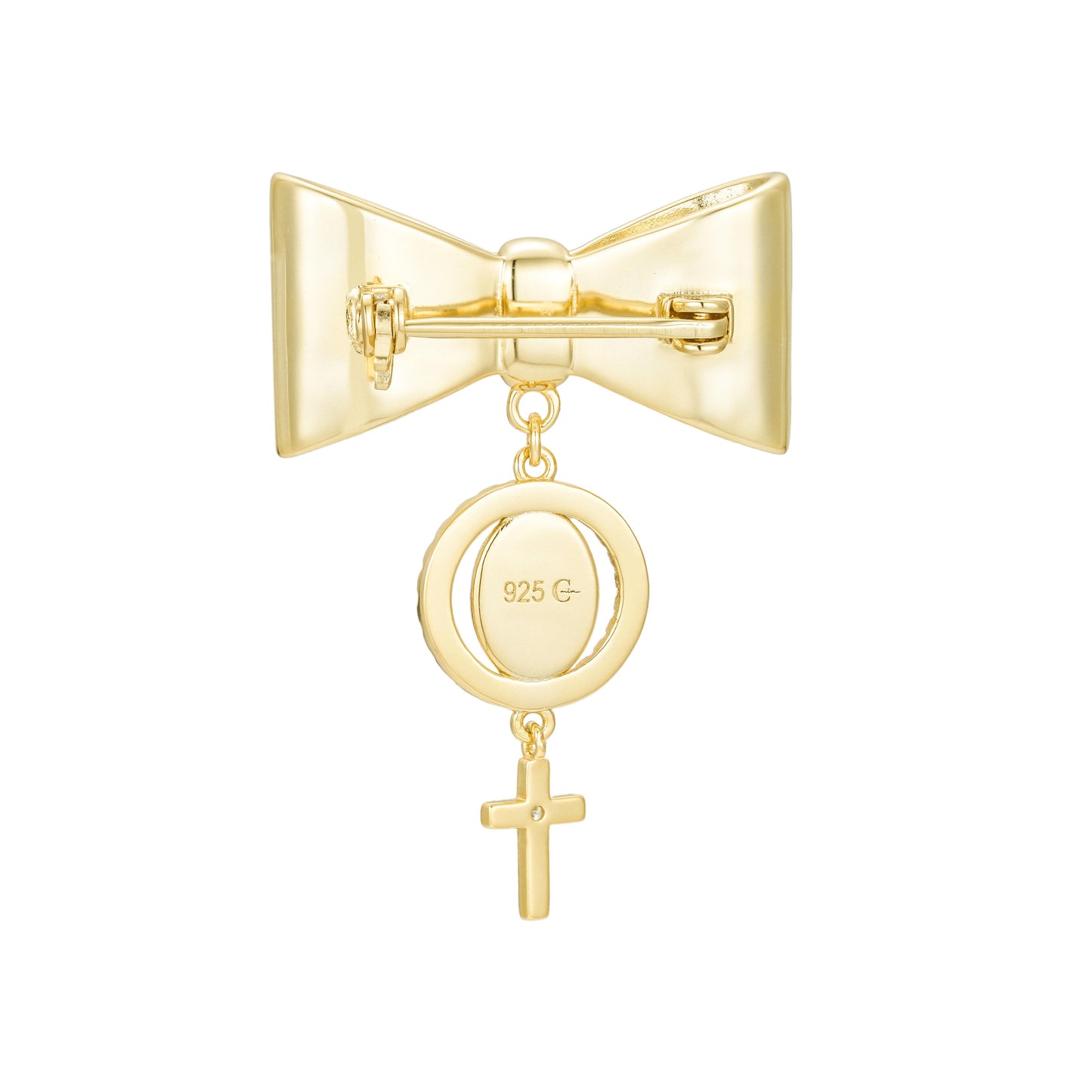 Pin Moño con Virgen de Guadalupe y Cruz