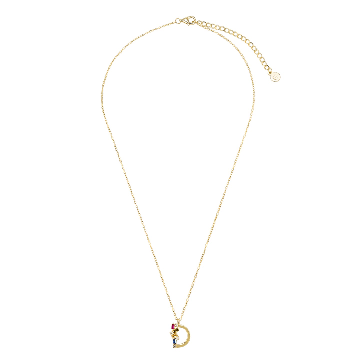 Collar inicial letra D en Plata 925 con baño de oro y circonias.