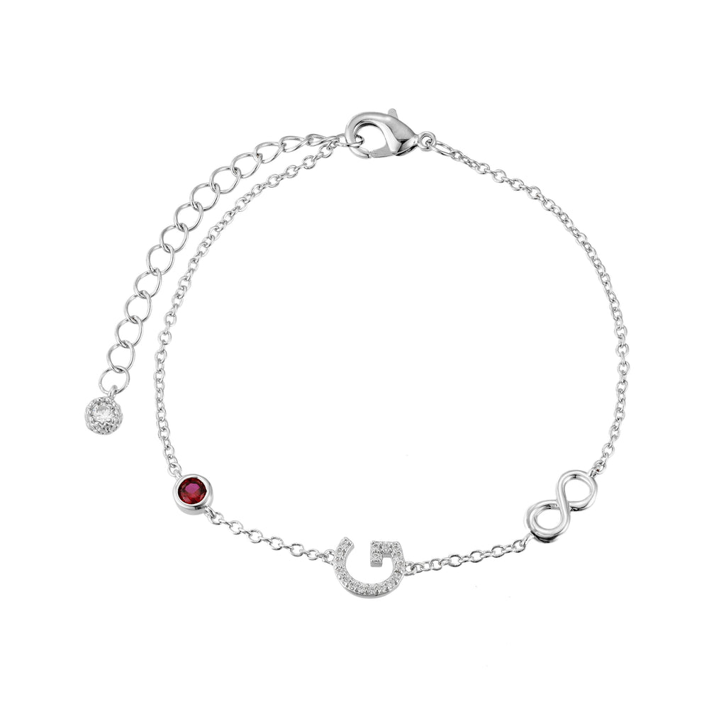 Pulsera Inicial Plata con Detalles de Infinito