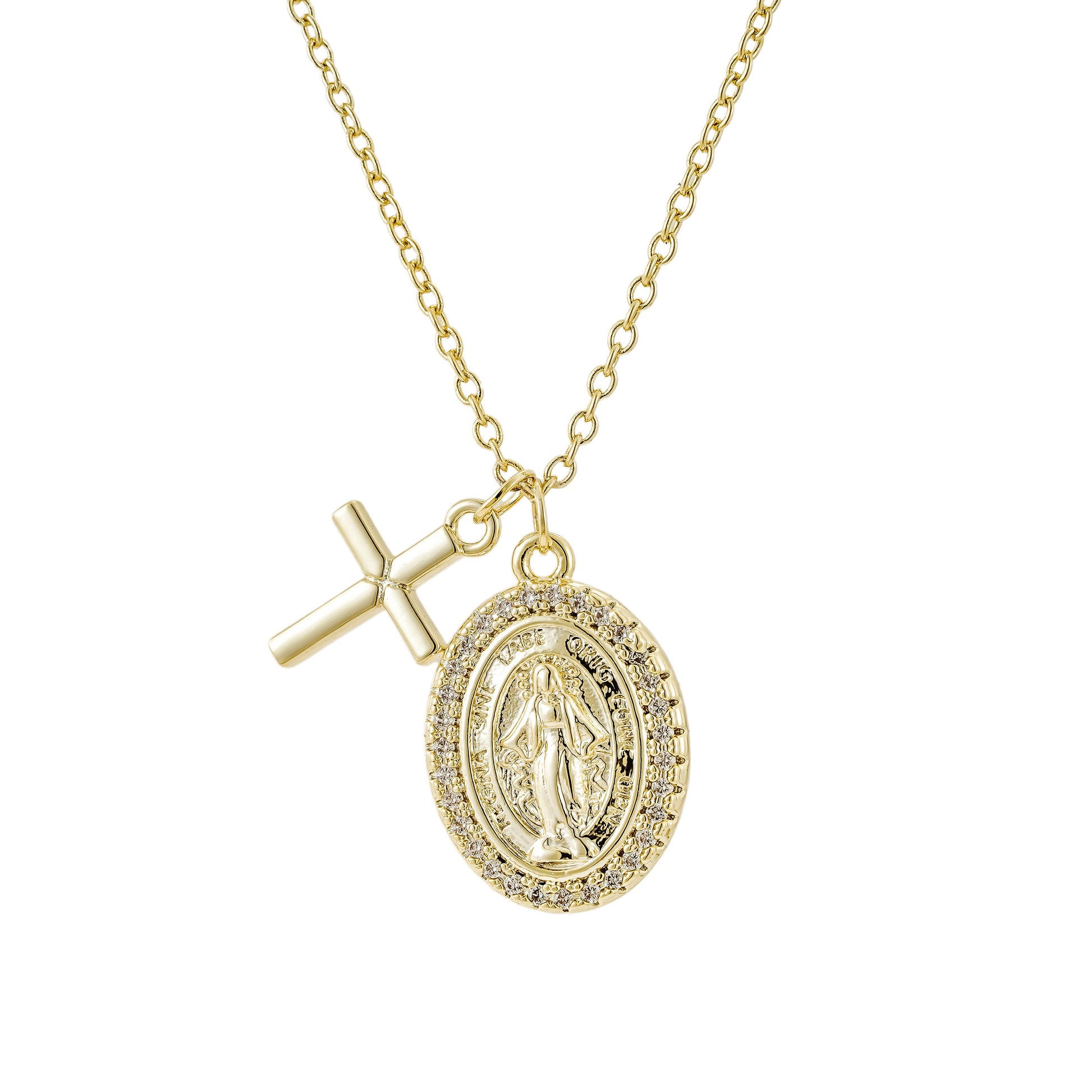 Collar Virgen de Guadalupe y Cruz