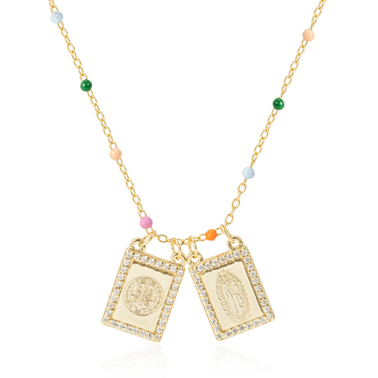 Collar Escapulario San Benito y Virgen de Guadalupe