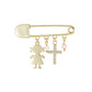 Pin Niña, Cruz y Circonias Plata 925 baño de Oro